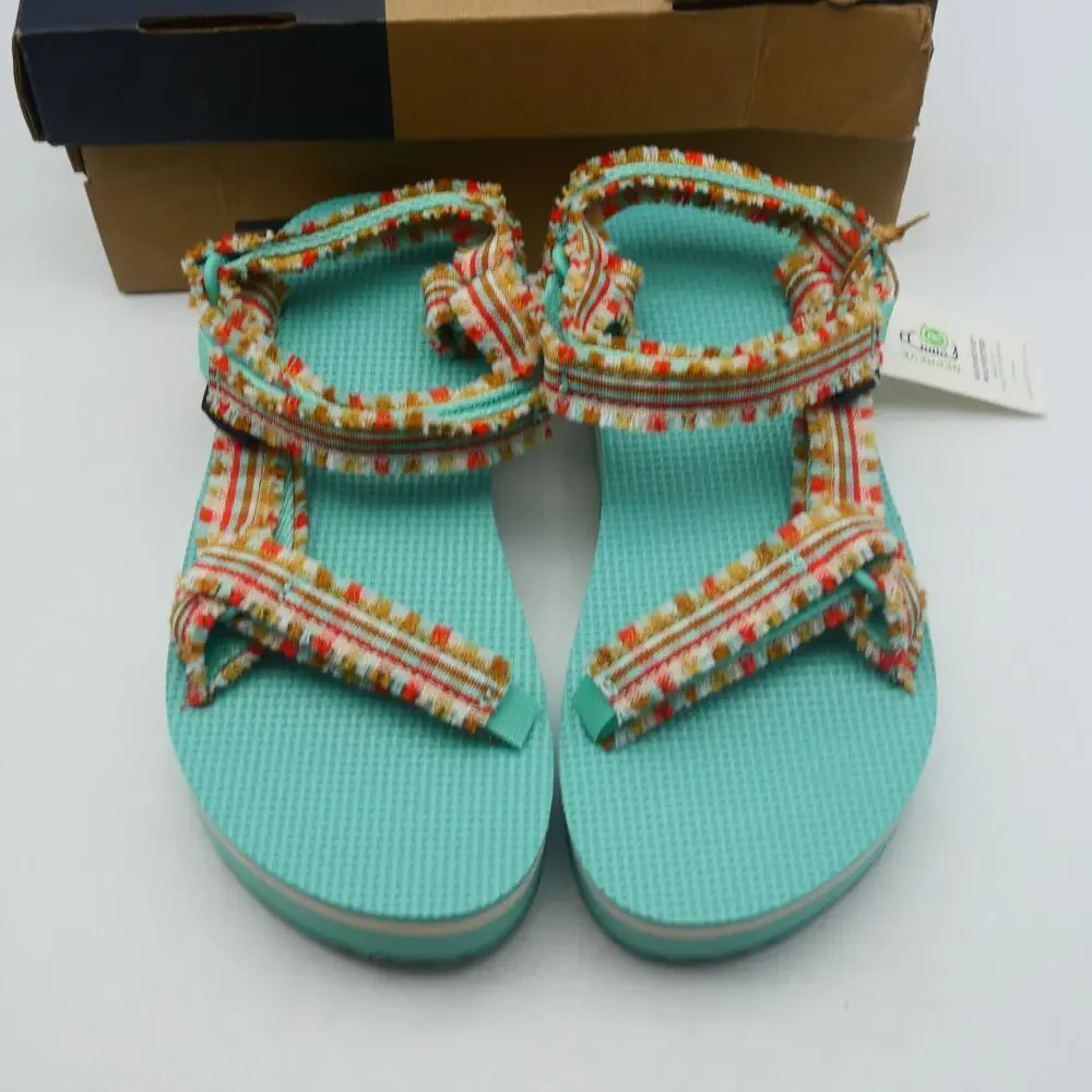 NEW Teva Girl's  Kids 1  Midform Fray Sandals  Frazier Cascade Green Blue